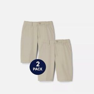 2 New French Toast Boys Perform Uniform Stretch Casual Shorts Khaki 6 Moist Wick